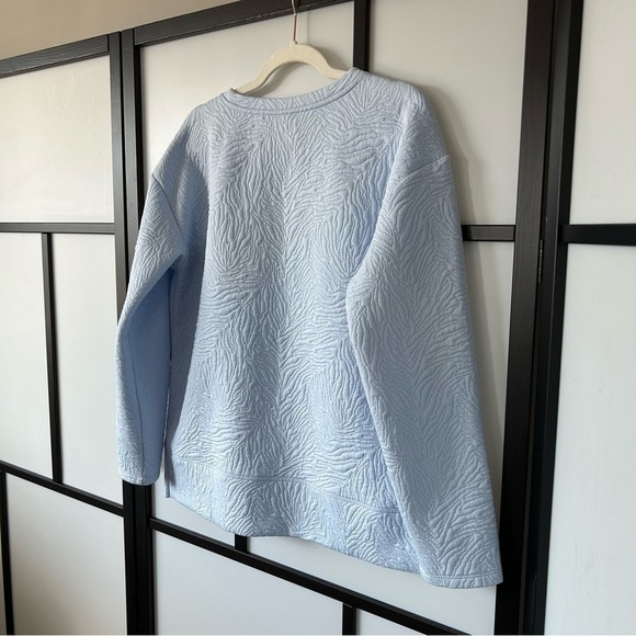 [L] aerie Textured Spring Pastel Blue Long Sleeve Lightweight Crewneck Sweater - Picture 5 of 11